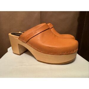 Swedish Hasbeens Tan Leather Mules